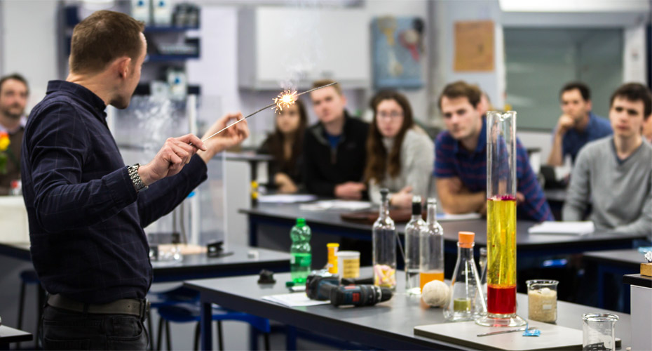 PGCE Secondary Science lecture lighting a flame